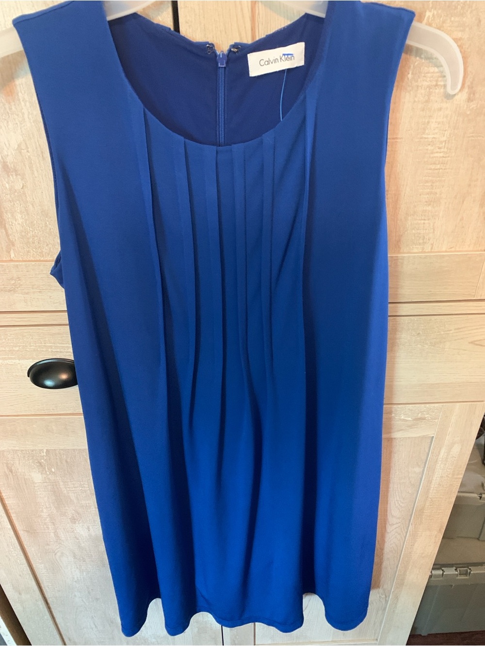 Calvin Klein Cobalt Blue Pleated Sleeveless Midi Dress